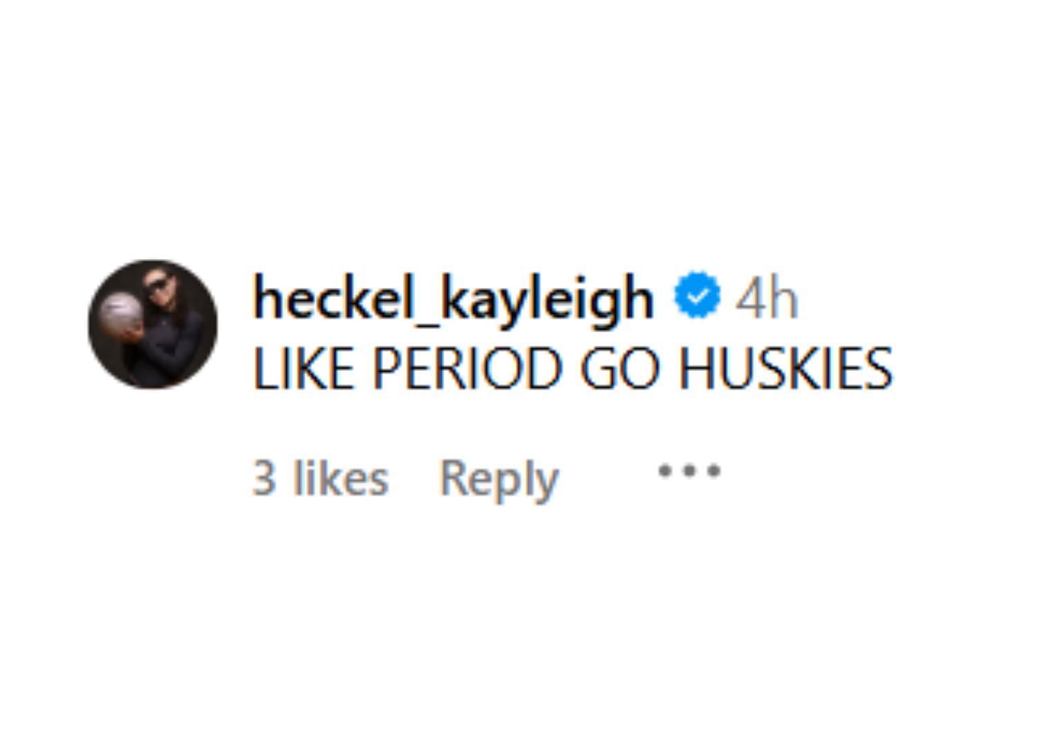 Heckel's reaction to UConn rowing freshman Chrys' IG post | via @nayiachrys/ig